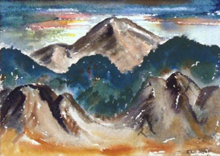 Tabor Utley, "Untitled (Colorado Mountains)", watercolor on paper, c. 1940