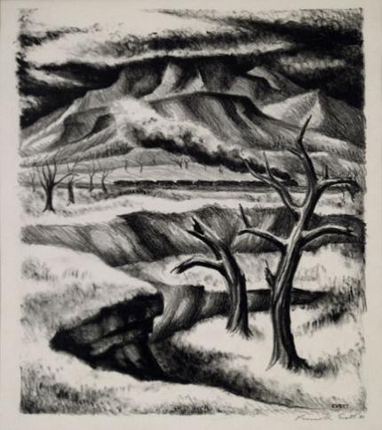 Kenneth Warnock Evett, "Untitled (Colorado Landscape)", lithograph, 1937