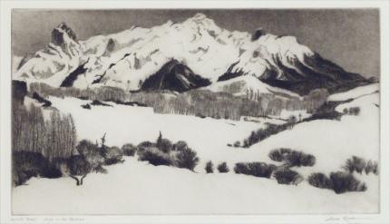 Gene (Alice Geneva) Kloss, "High in the Rockies, Artist's Proof, edition of 75", etching, c. 1968