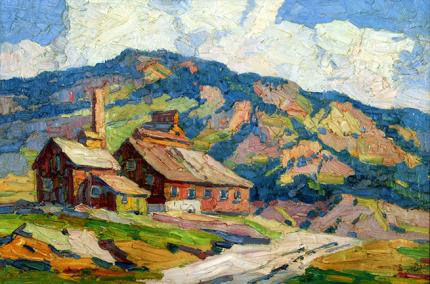 Sandzén,  Sven Birger Sandzen, "Untitled (Mountain Landscape With Abandoned Mines)", oil on canvas, c. 1920 painting for sale