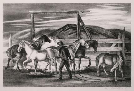 Ethel Magafan, "Horse Corral", lithograph, c. 1946