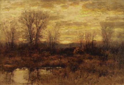 Charles Partridge Adams, "Evening, Early November", oil, c. 1900 painting for sale