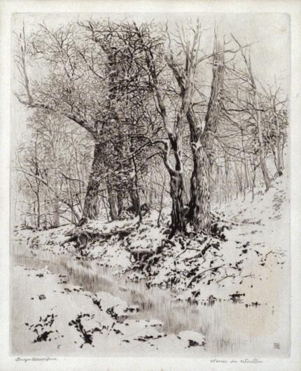 George Elbert Burr, "Woods in Winter, edition of 150", etching, c. 1910