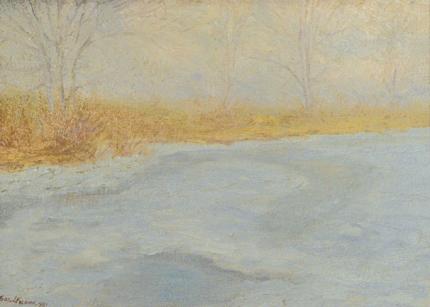 Thomas Folawn, "Platte River Winter", oil, c. 1921
