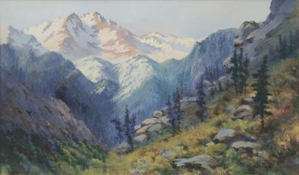 Maude Leach, "Untitled (Rocky Mountain Landscape)", watercolor on paper, c. 1915