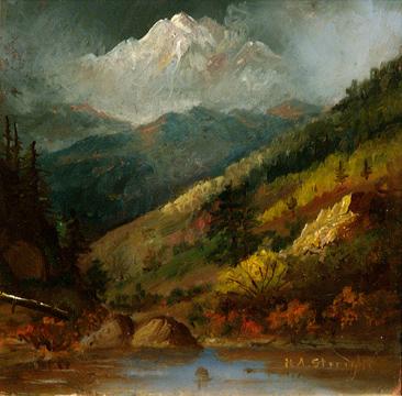 Howard A. Streight, "Untitled (Colorado Mountains and River)", oil, c. 1900