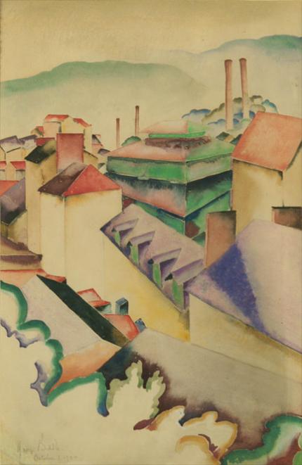 George Biddle, "Untitled (Village)", mixed media, October 5, 1924