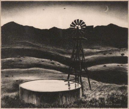 Peter Hurd, "Water Tank", lithograph, c. 1936