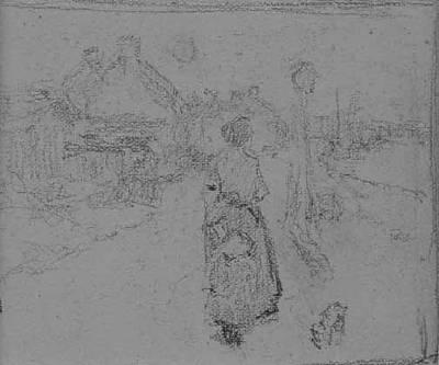 Eanger Irving Couse, "Untitled (Walking the Dog)", graphite on paper, c. 1910, e.i. couse, ei couse