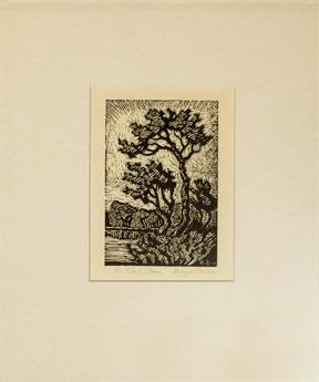 Sven Birger Sandzen, "The Silent Stream, 1 edition printed", woodcut, 1930
