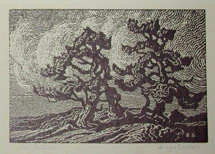 Sven Birger Sandzen, "The Sentinels", woodcut, 1919