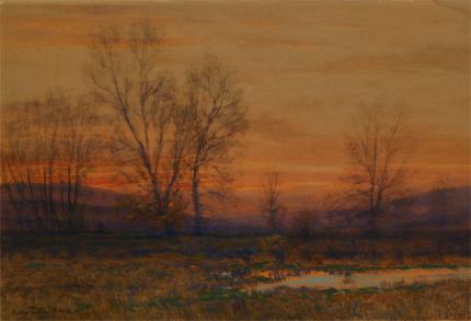 Charles Partridge Adams, "Autumn Evening Near Denver", watercolor, c. 1910 painting for sale