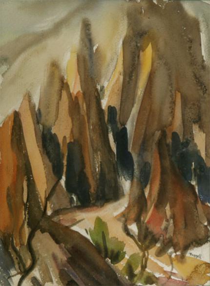 Charles Ragland Bunnell, "Garden of the Gods", watercolor on paper, c. 1940