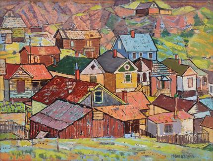 Paul Kauvar Smith, "Untitled (Colorado Mountain Town)", oil, c. 1945