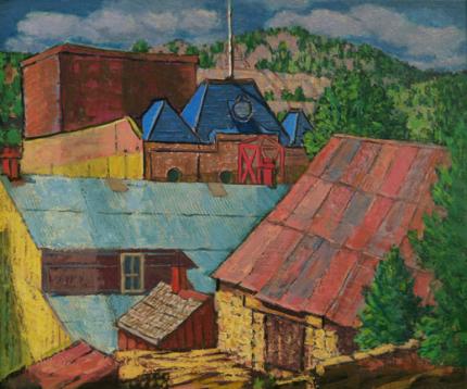 Paul Kauvar Smith, "Untitled (Rooftops, Colorado)", oil, c. 1945