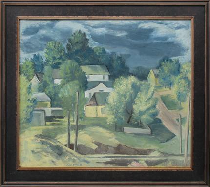 Paul Kauvar Smith, "Untitled (Colorado Hill Town)", oil, c. 1940 for sale purchase consign auction denver Colorado art gallery museum