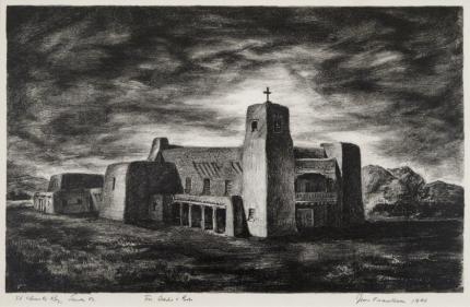 Jean Eda Francksen, "El Christo Rey, Santa Fe", lithograph, 1941