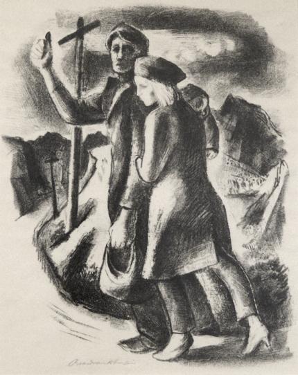 Boardman Robinson, "The Hitchhikers", lithograph, c. 1945