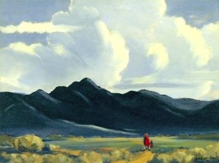 Mildred Pneuman, "The Road Home, New Mexico", oil, c. 1950