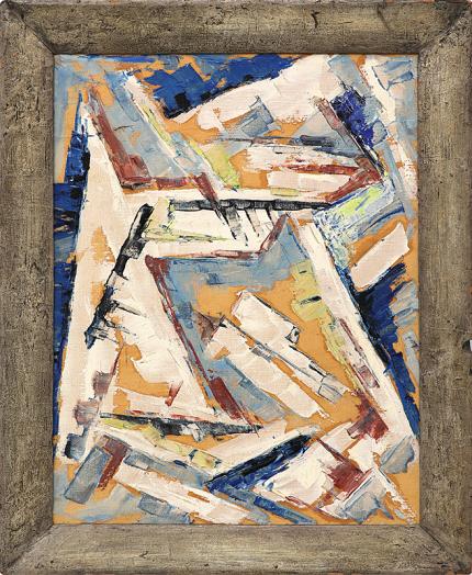Charles Ragland Bunnell, "Composition in Red and Blue", oil painting, 1951