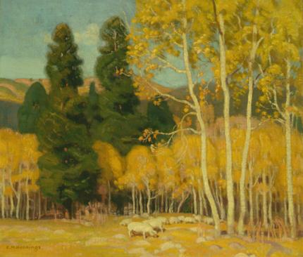 Ernest Martin Hennings, "Aspen Idyl", oil, c. 1920