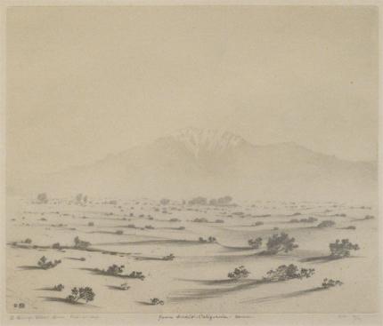 George Elbert Burr, "From Indio, California, 27/40", etching, c. 1921