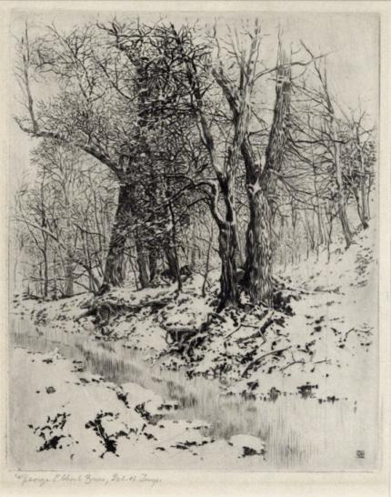 George Elbert Burr, "Woods in Winter", etching, c. 1915 painting for sale