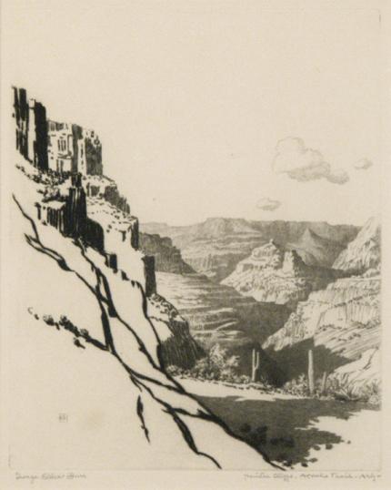George Elbert Burr, "Painted Cliffs, Apache Trail, Arizona", etching, c. 1920 painting for sale