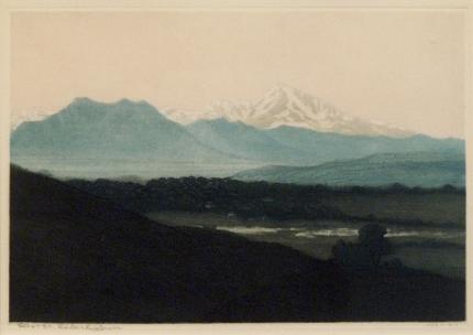 George Elbert Burr, "Longs Peak from North Denver, No 21", etching, c. 1900 painting for sale
