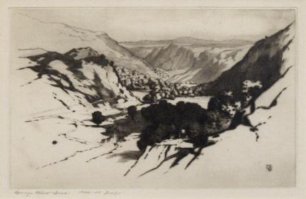 George Elbert Burr, "Valley of the Lledr, North Wales", etching, c. 1905