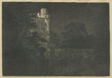 George Elbert Burr, "Warwick Castle, Night", etching, c. 1905 painting for sale