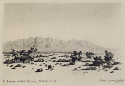 George Elbert Burr, "Santa Catalina Mountains, Tucson, Arizona; trial proof; 5/40", etching, c. 1921