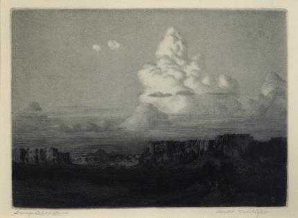 George Elbert Burr, "Desert Twilight", etching, c. 1920