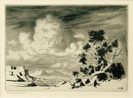 George Elbert Burr, "Evening Painted Desert, Arizona", etching, c. 1920