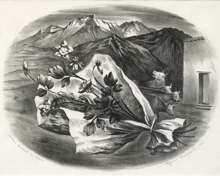 Peppino Gino Mangravite, "Western Bouquet in Space", lithograph, 1937