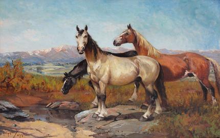 Raphael Lillywhite, "Untitled (Horses)", oil on canvas, c. 1930