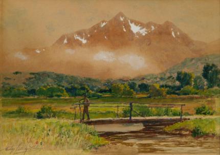 Charles Partridge Adams, "Mt. Princeton- Near Buena Vista, Colorado - Cloud Effect", watercolor, c. 1910 painting for sale