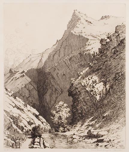 George Elbert Burr, "Bear Creek Canyon", etching, c. 1925 painting for sale