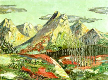 Mary Cameron Lawrence, "Untitled (Rocky Mountains)", oil, c. 1945