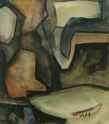 William Thomas Lumpkins, "Abstract", watercolor on paper, 1974
