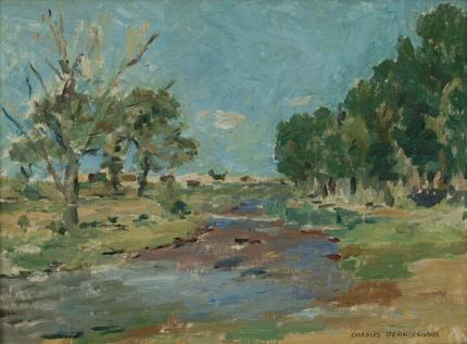 Charles Julius Berninghaus, "New Mexico Landscape", oil, c. 1950
