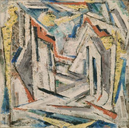 Charles Ragland Bunnell, "Ruins at the Church", oil, 1951 oil painting for sale gallery abstract expressionism colorado
