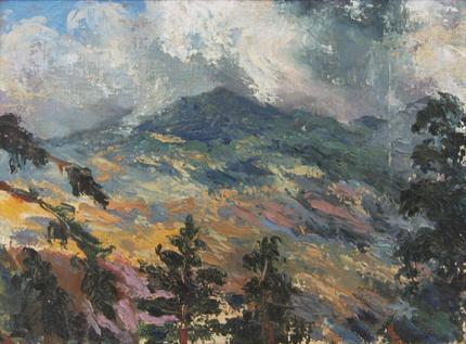 "Untitled (Mountain Landscape)", oil, second quarter of the 20th century