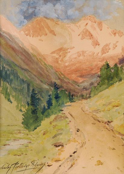 Charles Partridge Adams, "Arapahoe Peak in Autumn from the Road to Silver Lake above Boulder, Co", watercolor on paper, c. 1910 painting for sale
