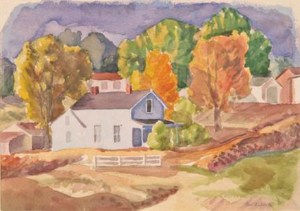 Paul Kauvar Smith, "Untitled (House in Autumn, Colorado)", watercolor on paper, c. 1940