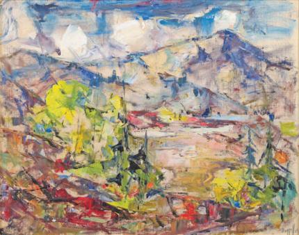 Charles Ragland Bunnell, "Untitled (Pikes Peak from near Colorado Springs, CO)", oil, 1959 broadmoor academy