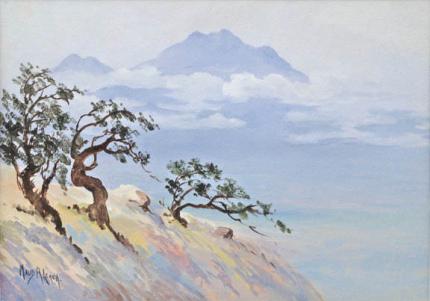 Maude Leach, "Wind Blown Pines", watercolor, c. 1910