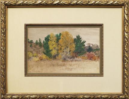Charles Partridge Adams, "Untitled (Trees in Autumn, Colorado)", mixed media, c. 1900 for sale purchase consign auction denver Colorado art gallery museum