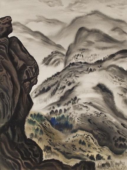Vance Hall Kirkland, "Snow in the High Country, #18", watercolor on paper, 1942