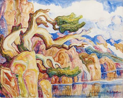 sandzén, Sven Birger Sandzen, "Colorado Pines", watercolor on paper, 1928